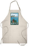 Seattle, Washington Skyline - Lantern Press Original Poster Apron Apron