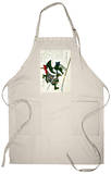 Ronin Lunging Forward, Japanese Wood-Cut Print Apron Apron