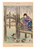 Wisteria blossoms at Kameido Giclee Print by Josiah Conder