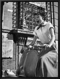Audrey Hepburn-Vespa Framed Canvas Transfer