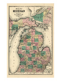1881, Michigan State Map, Wisconsin, United States Giclée-Druck