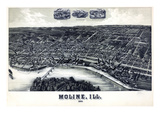 1889, Moline Bird's Eye View, Illinois, United States Giclee Print