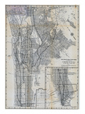 1941, Manhattan and The Bronx Map, New York, United States Giclee Print