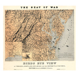 1861,VA - MD - DE - D.C. Bird's Eye View - The Seat of War, District of Columbia,USA Giclee Print
