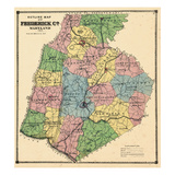 1873, Frederick County Map, Maryland, United States Reproduction procédé giclée