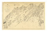 1870, Casco Bay Chart Maine, Maine, United States Reproduction procédé giclée