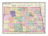 1911, North Dakota State Map, North Dakota, United States Giclee Print