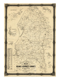 1861, Prince George's County Wall Map, Maryland, United States Reproduction procédé giclée