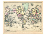 1876, World, Map of the World 1876 Giclee Print