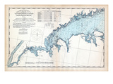 1893, United States Coast Survey - New York to Norwalk Islands - Long Island Sound, Connecticut, US Reproduction procédé giclée