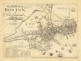 1722, Boston Captain John Bonner Survey Reprinted 1867, Massachusetts, United States Reproduction procédé giclée