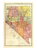1893, Nevada State Map, Nevada, United States Giclee Print