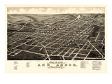 1880, Ann Arbor Bird's Eye View, Michigan, United States Giclee Print
