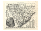 1833, South Carolina Railroad and Transport Map, South Carolina, United States Giclee Print