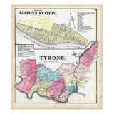 1872, Tyrone Township, Walnut Hill, Taylor, Cunningham, Caut, Washington, Strickler, Pennsylvania Giclee Print