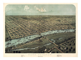 1867, Saginaw Bird's Eye View, Michigan, United States Giclee Print