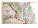 1879, Maryland, Deleware and District of Columbia Map, District of Columbia, United States Giclee Print