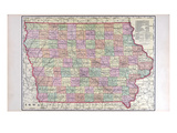 1908, Iowa State Map, Iowa, United States Giclee Print