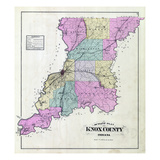 1880, Knox County Outline Map, Indiana, United States Giclee Print