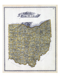 1896, Ohio State Map, Ohio, United States Giclee Print