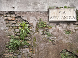 Signboard on a Weathered Wall, Appian Way, Rome, Lazio, Italy Photographic Print