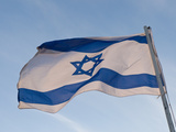 Low Angle View of an Israeli Flag Fluttering, Israel Photographic Print