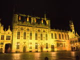 Market Square Lit Up at Night, Bruges, Belgium Photographic Print