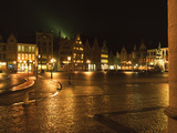 Market Square Lit Up at Night, Bruges, Belgium Photographic Print