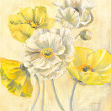 Gold and White Contemporary Poppies I Prints by Carol Rowan
