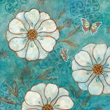 Blue Posies II Print by Nan 