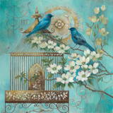 Blue Birds and Dogwood Prints by Elaine Vollherbst-Lane