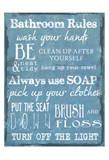 Bathroom Rules Blue Poster by Taylor Greene