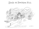 House on Hum-Drum Hill features a plain house atop a hill with thought bub… - New Yorker Cartoon Premium Giclee Print by Michael Maslin