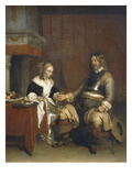 Soldier Suitor or Young Woman Offered Silver, C.1660-63 Giclee Print by Gerard ter Borch