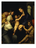 The Holy Family of Madonna of Impannata or Window, 1512-13, Oil on Canvas with Saint John Reproduction procédé giclée par Raphael 