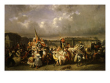 Carnaval Place De La Concorde (Carnival in Place De La Concorde, Paris, France), Exhibited 1845 Giclee Print by Ernest Seigneurgens