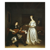 The Duet, Singer and Theorbo Lute Player, 1669 Giclee Print by Gerard ter Borch