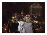 Fruits and Rich Dishes on a Table, 1640 Lámina giclée por Jan Davidsz De Heem