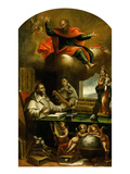 Apparition of Saint Paul to Saint Albert the Great and Saint Thomas Aquinas Giclee Print by Alonso Antonio Villamor