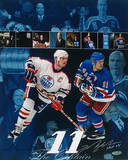 Mark Messier Oilers and Rangers Hall of Fame Collage w/ "HOF" Insc. Photo