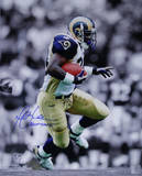 Marshall Faulk Rams Rushing Black/White Background Vertical w/ "HOF 20XI" Insc. Photo