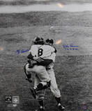 Don Larsen/Yogi Berra Dual Signed Hug Close Up Vertical B&W w/ PG Insc. by Larsen Photo