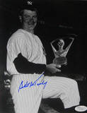 Bob Turley Signed Holding Cy Young Award B/W Vertical Photo Photo