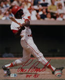 Lou Brock Swing White Jersey w/ "Hall Of Fame 85" Insc. Autographed Photo (Hand Signed Collectable) Photo
