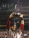 Mike Lowell with 07 WS MVP Trophy Autographed Photo (Hand Signed Collectable) Photo