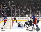 Jaromir Jagr / Scott Gomez Dual Signed Celebrating Goal vs Lightning Photo