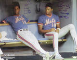 Dwight Gooden In Mets Dugout With Darryl Strawberry Autographed Photo (H& Signed Collectable) Photo