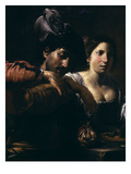 Réunion Dans Un Cabaret (Gathering in a Tavern) (Detail) Giclée-Druck von Valentin de Boulogne 