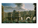 La Joute Des Mariniers, Entre Le Pont Notre-Dame Et Le Pont Au Change Giclee Print by Nicolas Raguenet