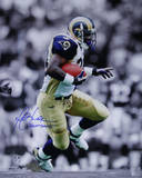 Marshall Faulk Rams Rushing Black/White Background Vertical w/ "HOF 20XI" Insc. Photo
